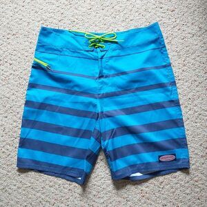 Vineyard Vines Board Shorts Mens33 Blue Stripe SwimTrunks Drawstring Pocket 34x9